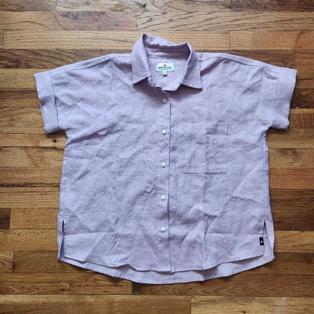 American Giant Linen button down shirt Sz XS